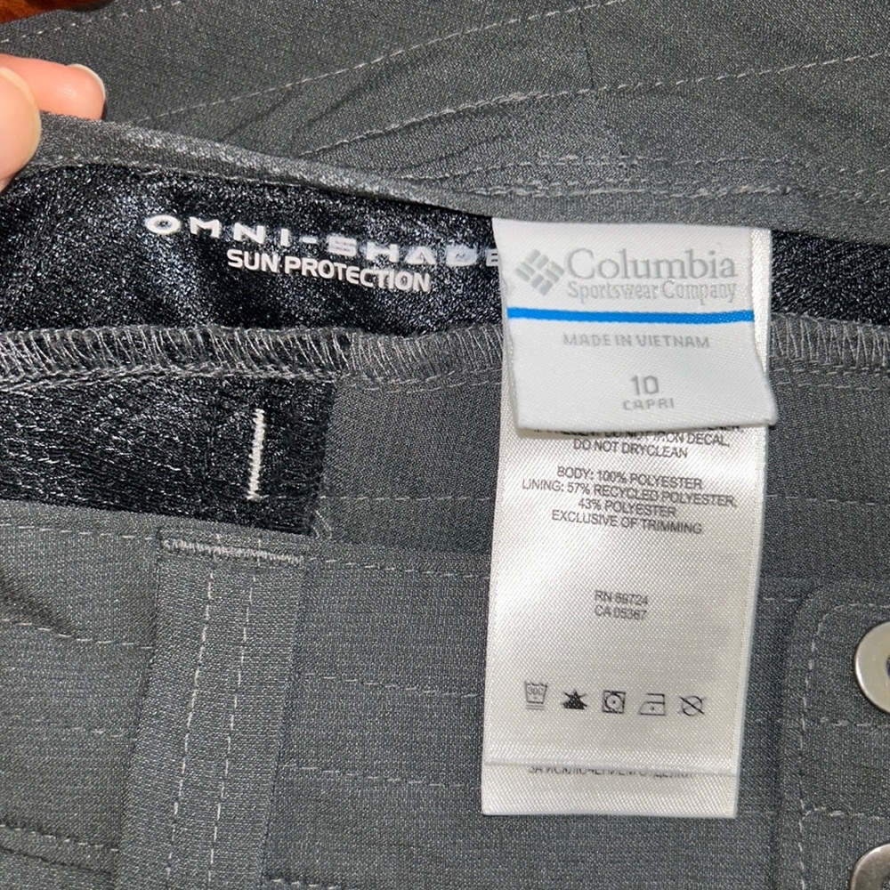Columbia Gray Omni-Shade Sun Protection Packable Hiking Outdoor Capri. Size 10 - Picture 9 of 10